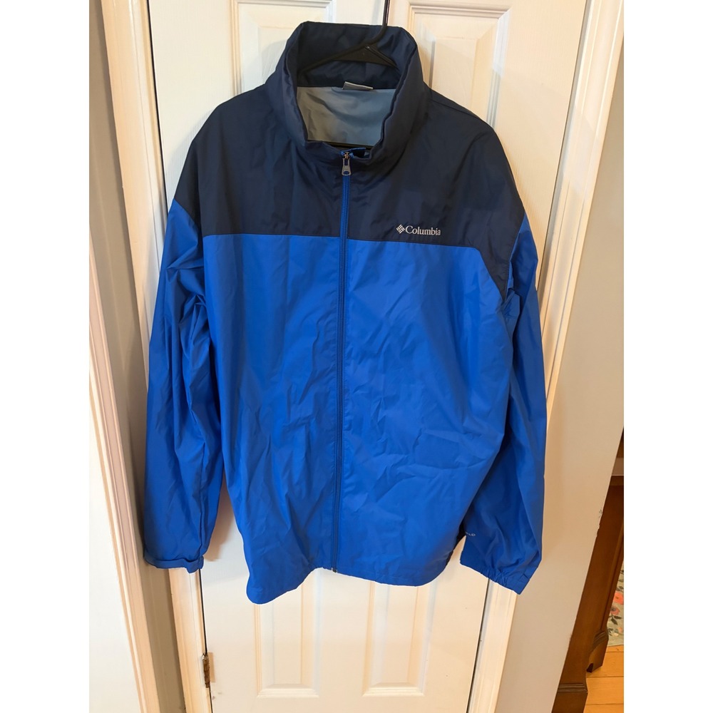 Columbia Windbreaker Mens 2XT Blue Omni-Shield Colorblock Full Zip Jacket